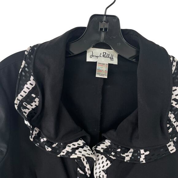 Joseph Ribkoff 3/4 Sleeve Zip Up Stretch Jacket Abstract Black White Womens 10 - Picture 4 of 7